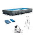 Gray Rectangular Above Ground Swimming Pool Set G934392