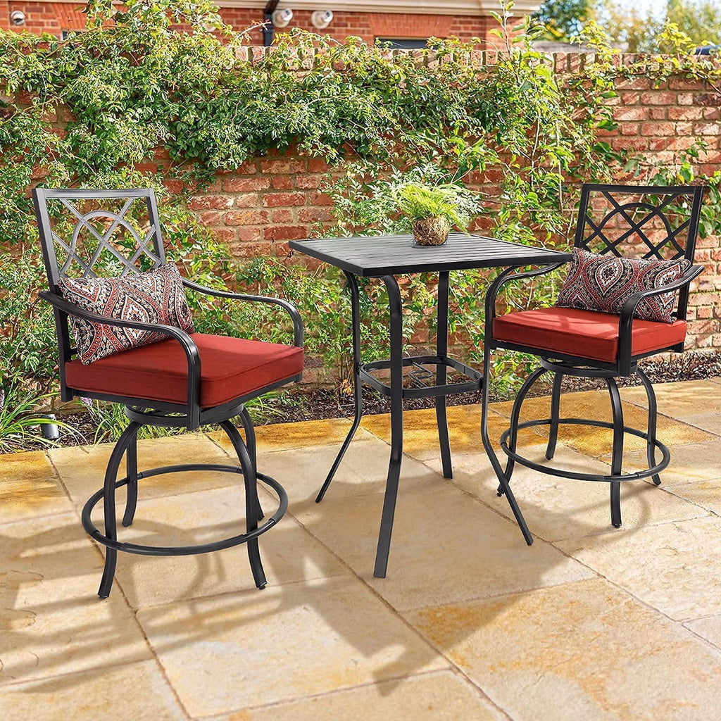 Black Square Patio Height Bar Table with Umbrella Hole S73764