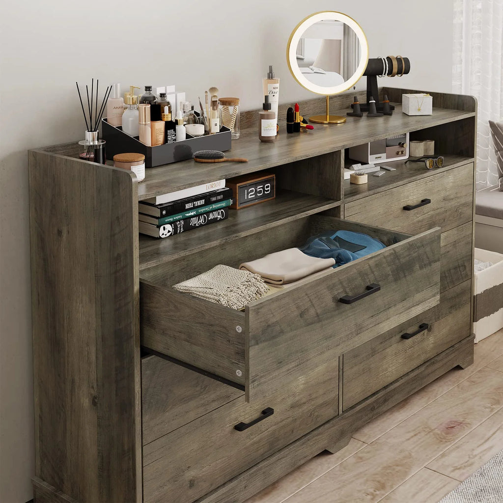 Black 6 Drawers Dresser O40136