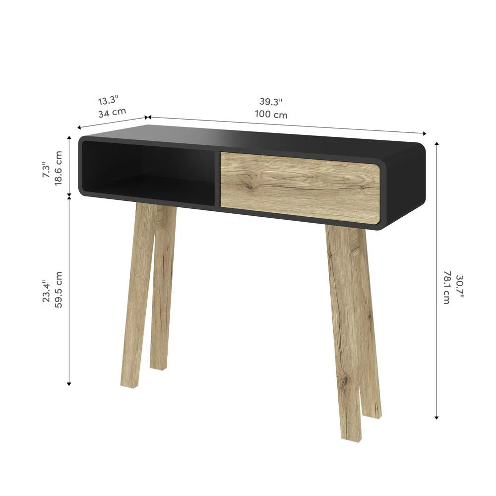 Black Sandy Brown Oak Console Table L9800