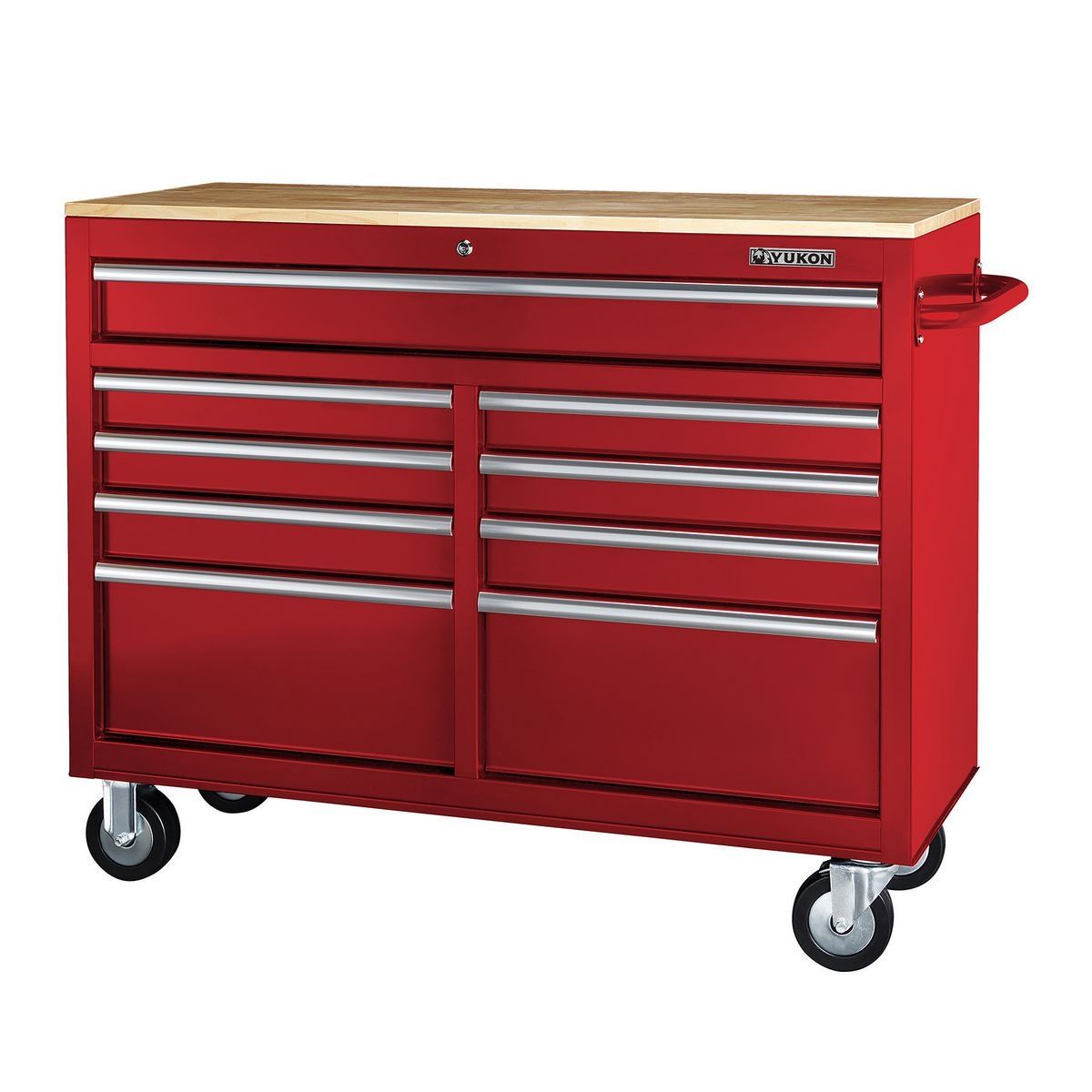 Black 9-Drawer Mobile Storage Cabinet with Solid Wood Top S6745
