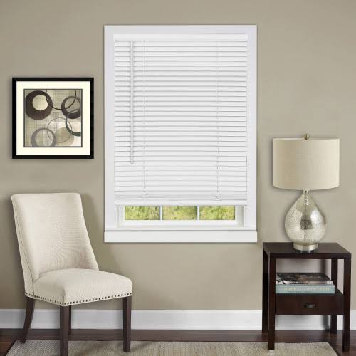Set of 2 Cordless Vinyl 1-Inch Room Darkening Mini Blinds Pearl White 36 inch x 64 inch U58888
