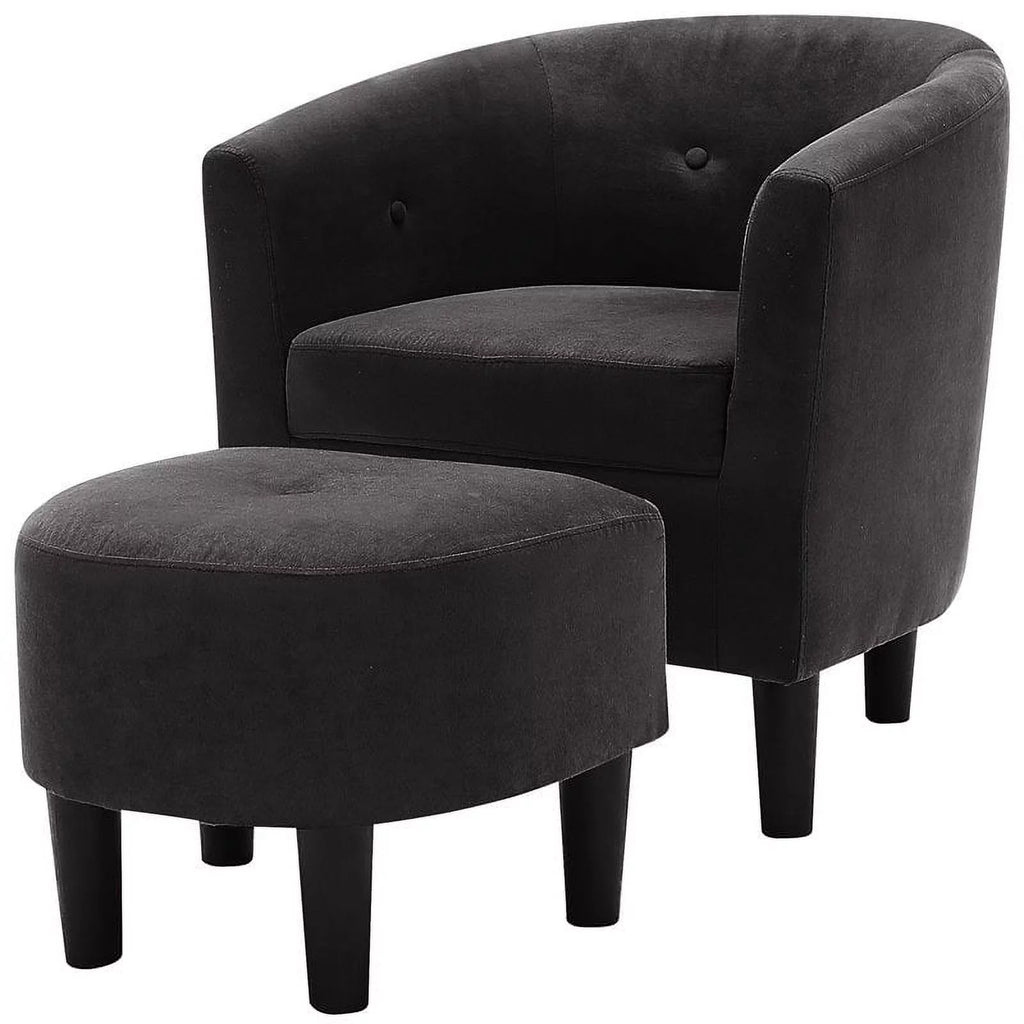 Dark Gray Polyester Fabric Accent Chair with Ottoman V244