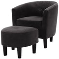 Dark Gray Polyester Fabric Accent Chair with Ottoman V244
