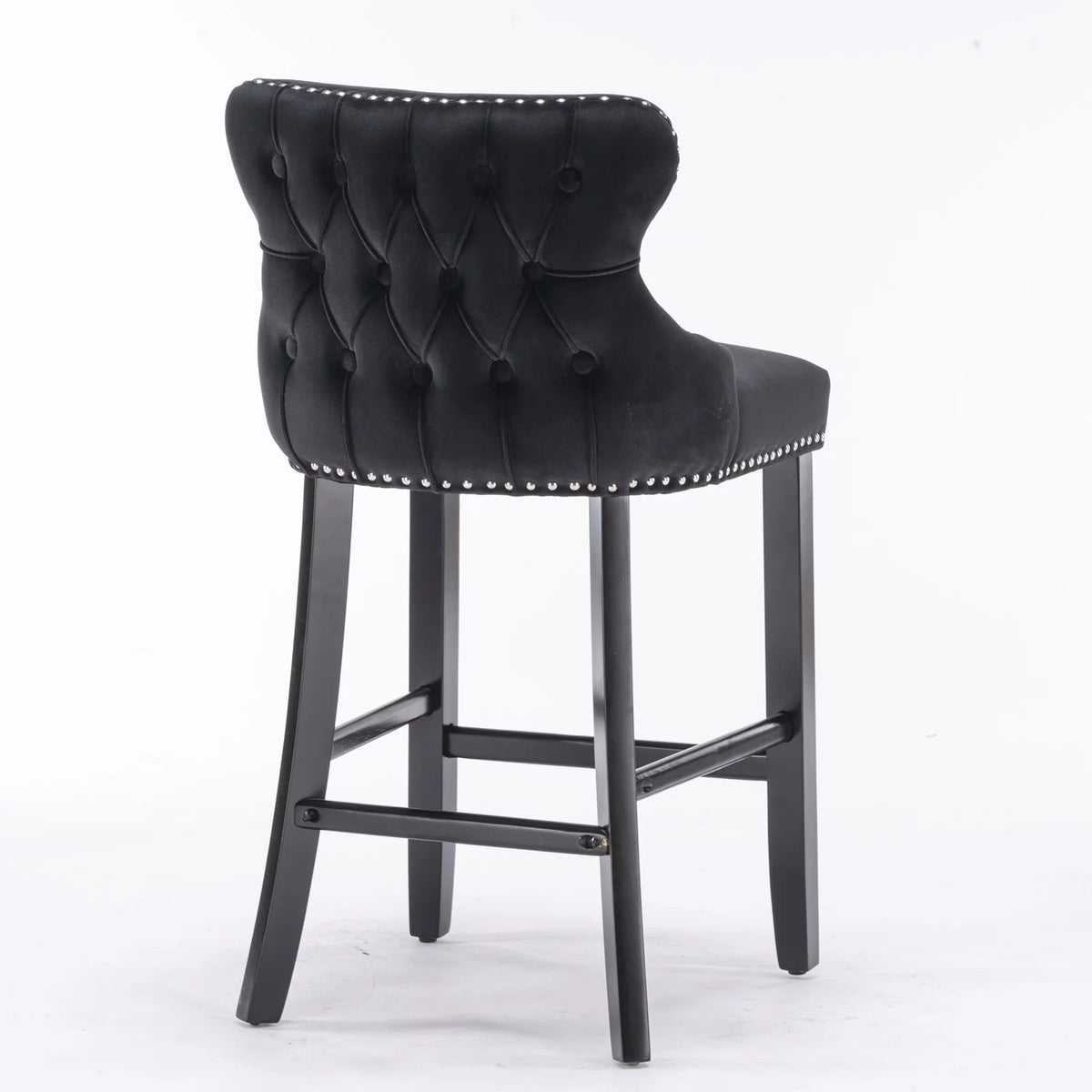 Black Velvet Upholstered Bar Stools Set of 2 Y828
