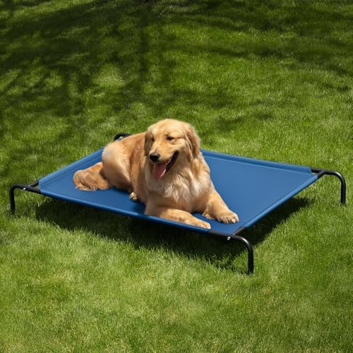 Elevated Dog Bed with Washable Breathable Mesh, Blue 50in Y41689