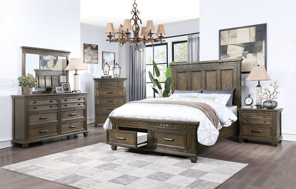 Antique Brown Queen Size 4pc Bedroom Furniture Y753