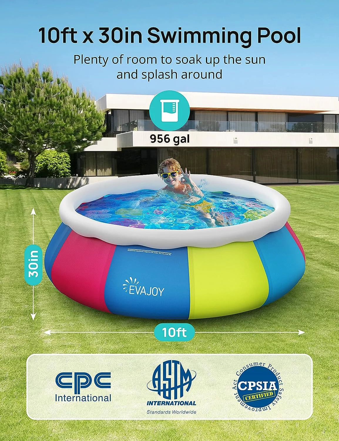 10ft 30in Easy Set Inflatable Swimming Pool with Pool Cover L6257