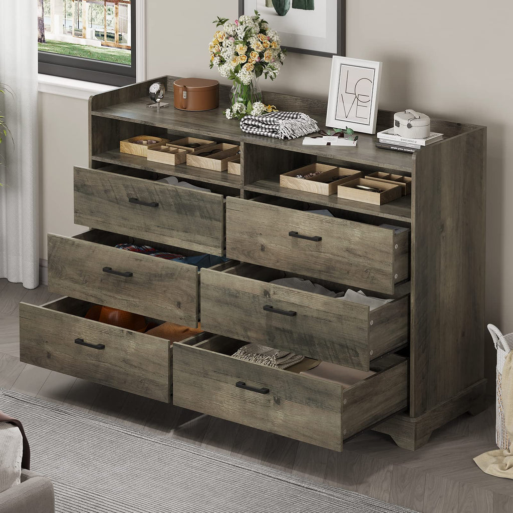 Black 6 Drawers Dresser O40136