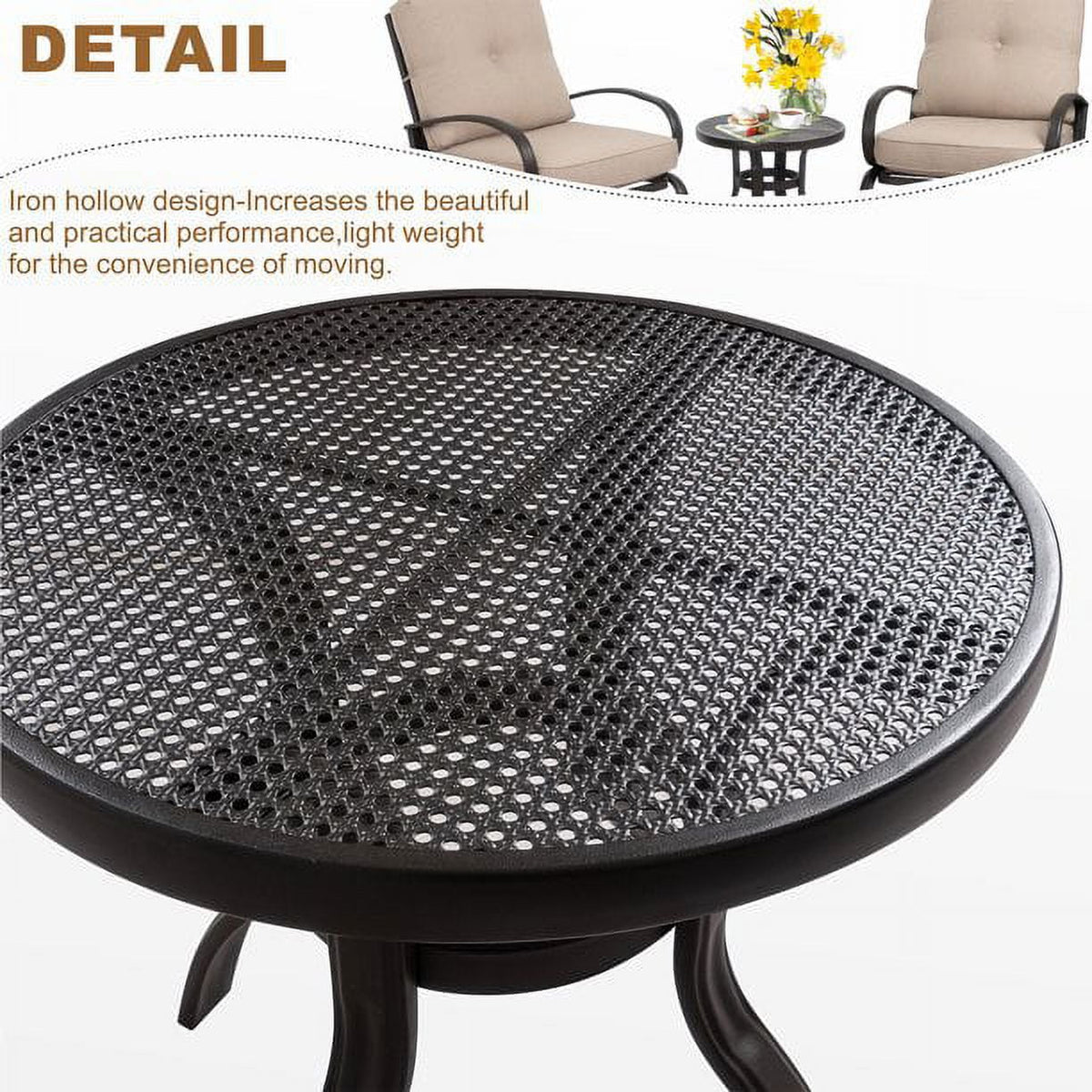 4 Pieces Outdoor Metal Patio Furniture Set with Coffee Table Blue J927