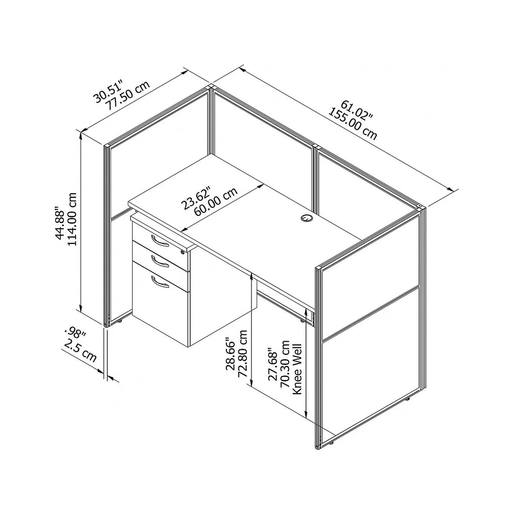 Office Cubicle Desk Set with Closed Panels in White Y5981