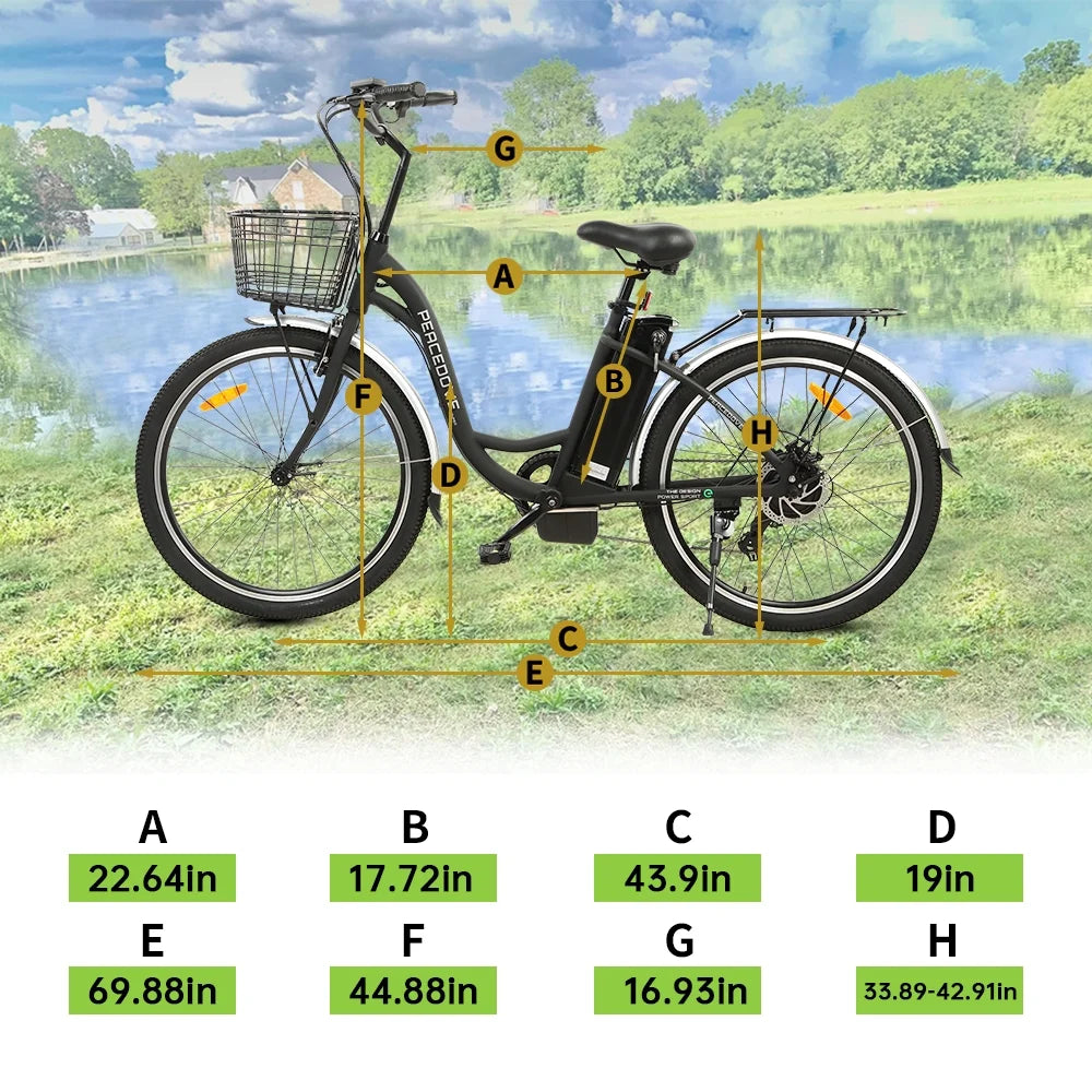 350 W 26" Step Through Electric Bicycle with Basket E69515