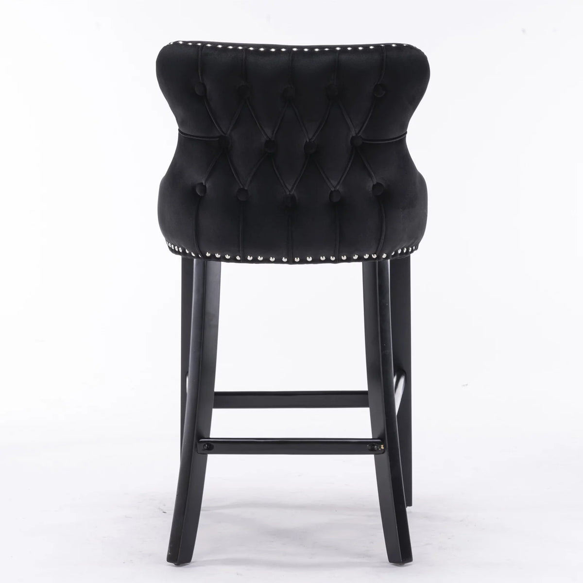 Black Velvet Upholstered Bar Stools Set of 2 Y828