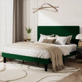 Queen Size Upholstered Platform Bed Frame with Velvet Headboard P376