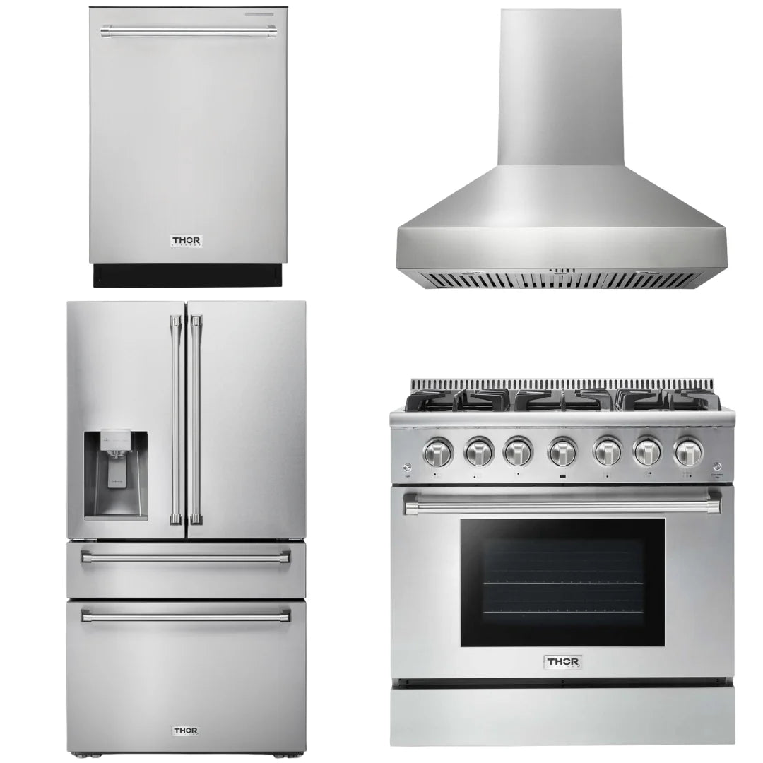 36 Gas Range, Range Hood, Refrigerator with Water and Ice Dispenser, Dishwasher G278636