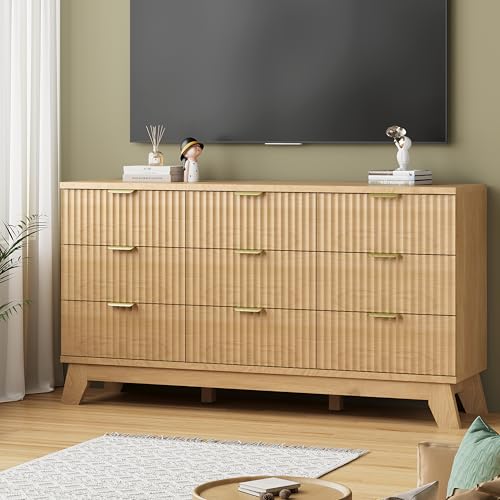 9 Drawer Fluted Wood Dresser X5058