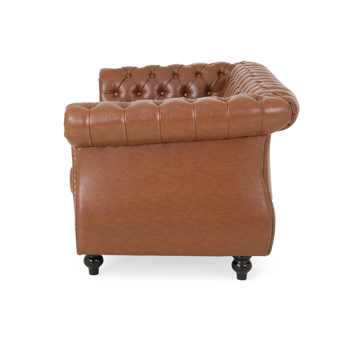 Cognac Brown Faux Leather Loveseat W836468