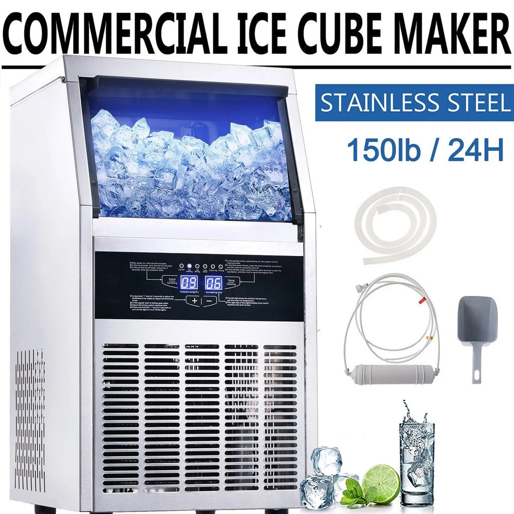 Commercial Ice Maker 150lb Stainless Steel Cube Machine S486