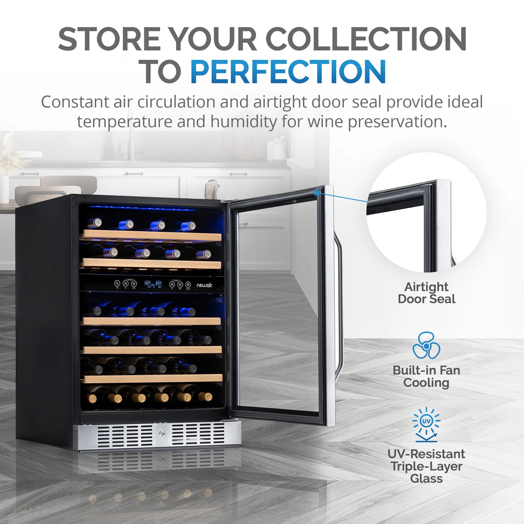 46-Bottle Dual-Zone Stainless Steel Wine Refrigerator Y3057