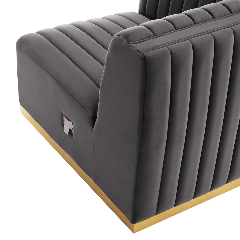 Gold Gray Performance Velvet Left Corner Chair V111