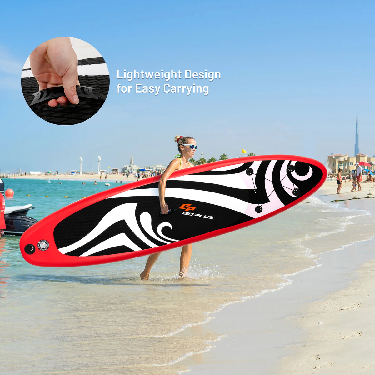 11' Inflatable Stand Up Paddle Board with Bag Paddle Pump Red Z2074