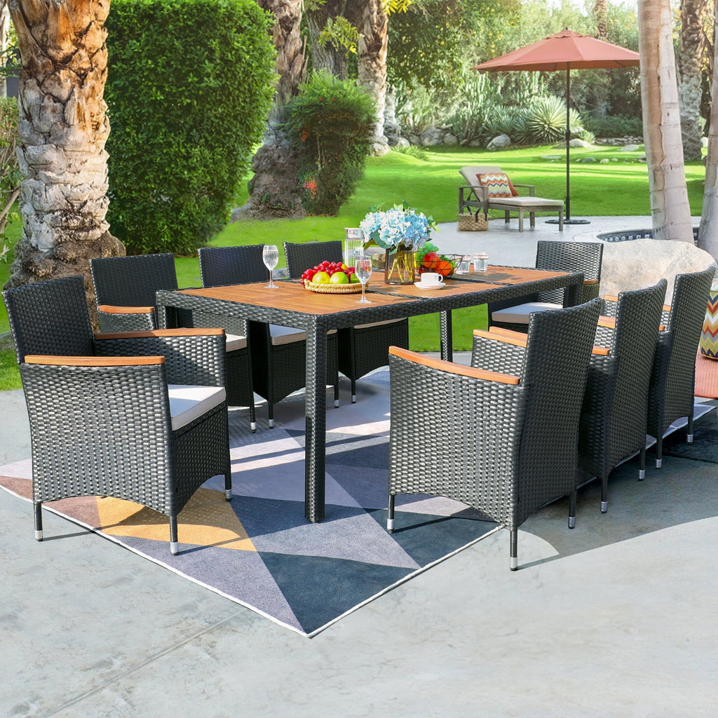 7 Pieces PE Rattan Wicker Patio Dining Set with Cushions G821