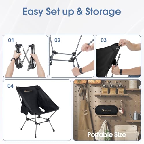 Portable Camping Chair 330Lbs Capacity Black J63863