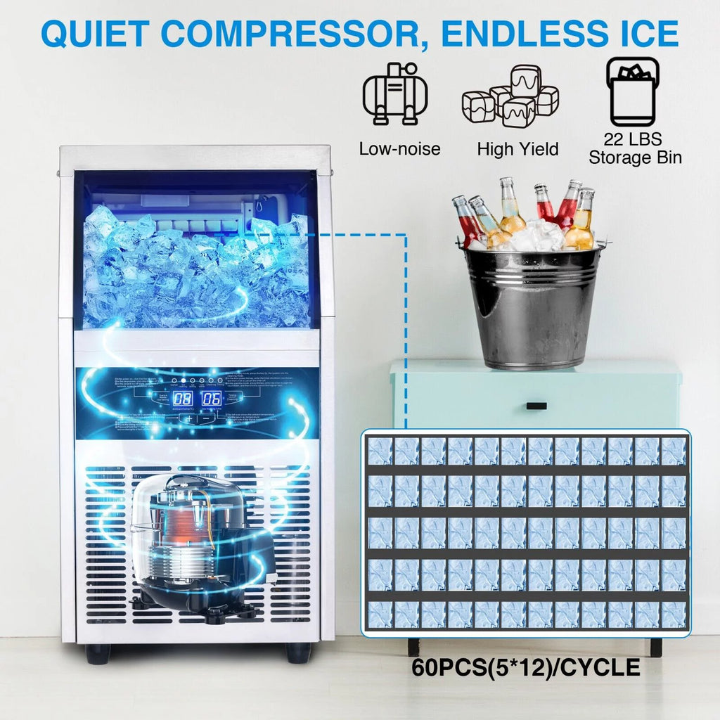 Commercial Ice Maker 150lb Stainless Steel Cube Machine S486