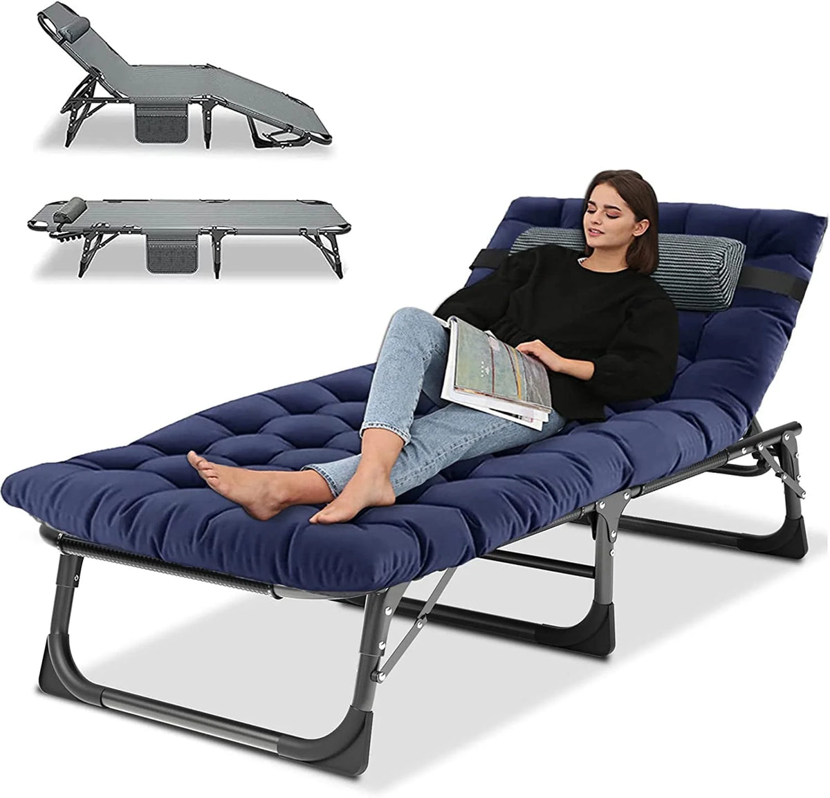 Folding Camping Cot with Cushion & Pillow G894493