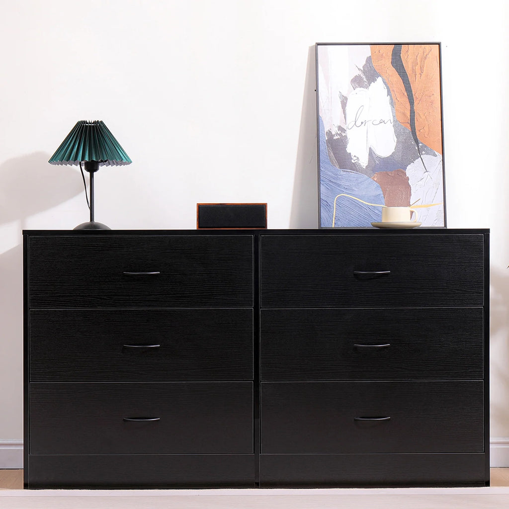 Black 6 Drawer Dresser F5101