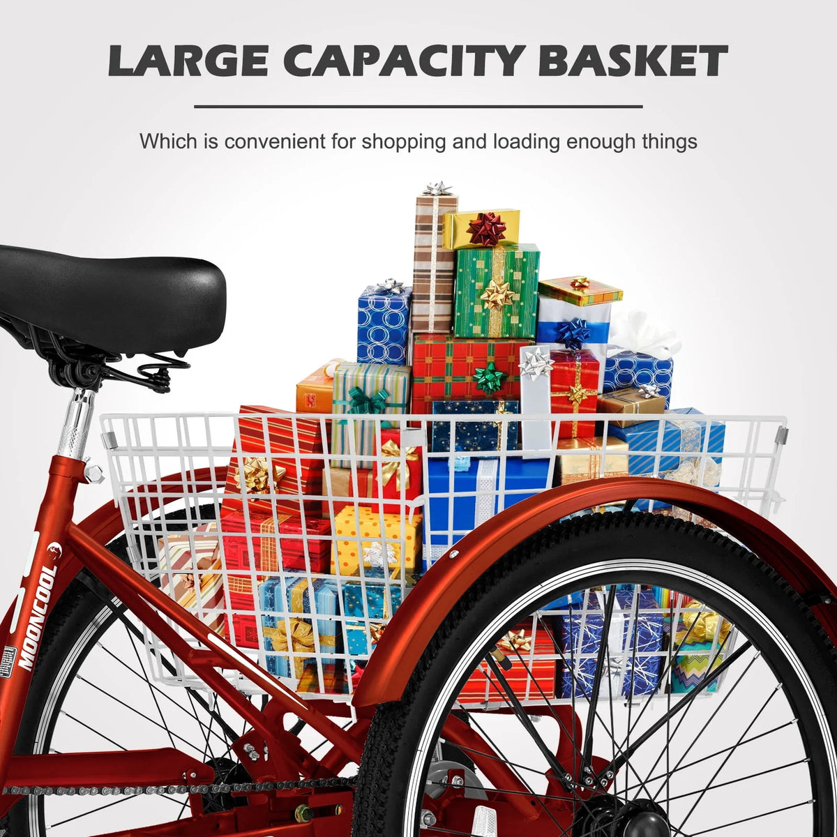 20/24/26 inch 7 Speed Folding Adult Tricycle with Cargo Basket S2377