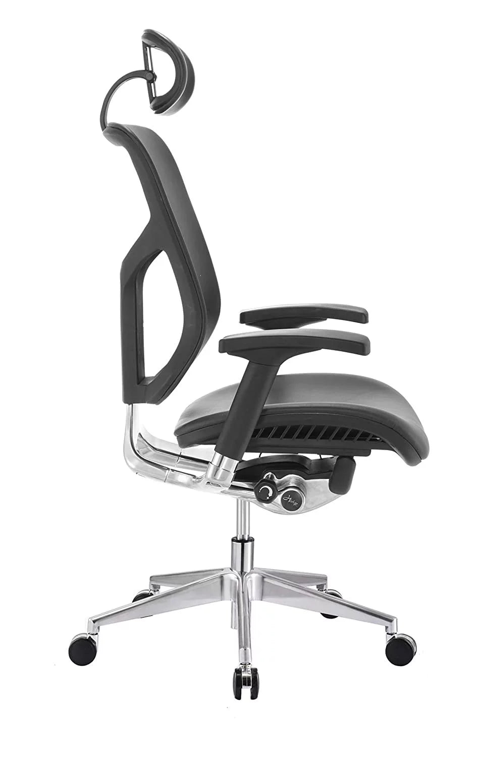 Black Leather Executive Swivel Chair with Headrest N321
