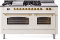 60 Dual Fuel Natural Gas Range Antique White Brass Trim M509