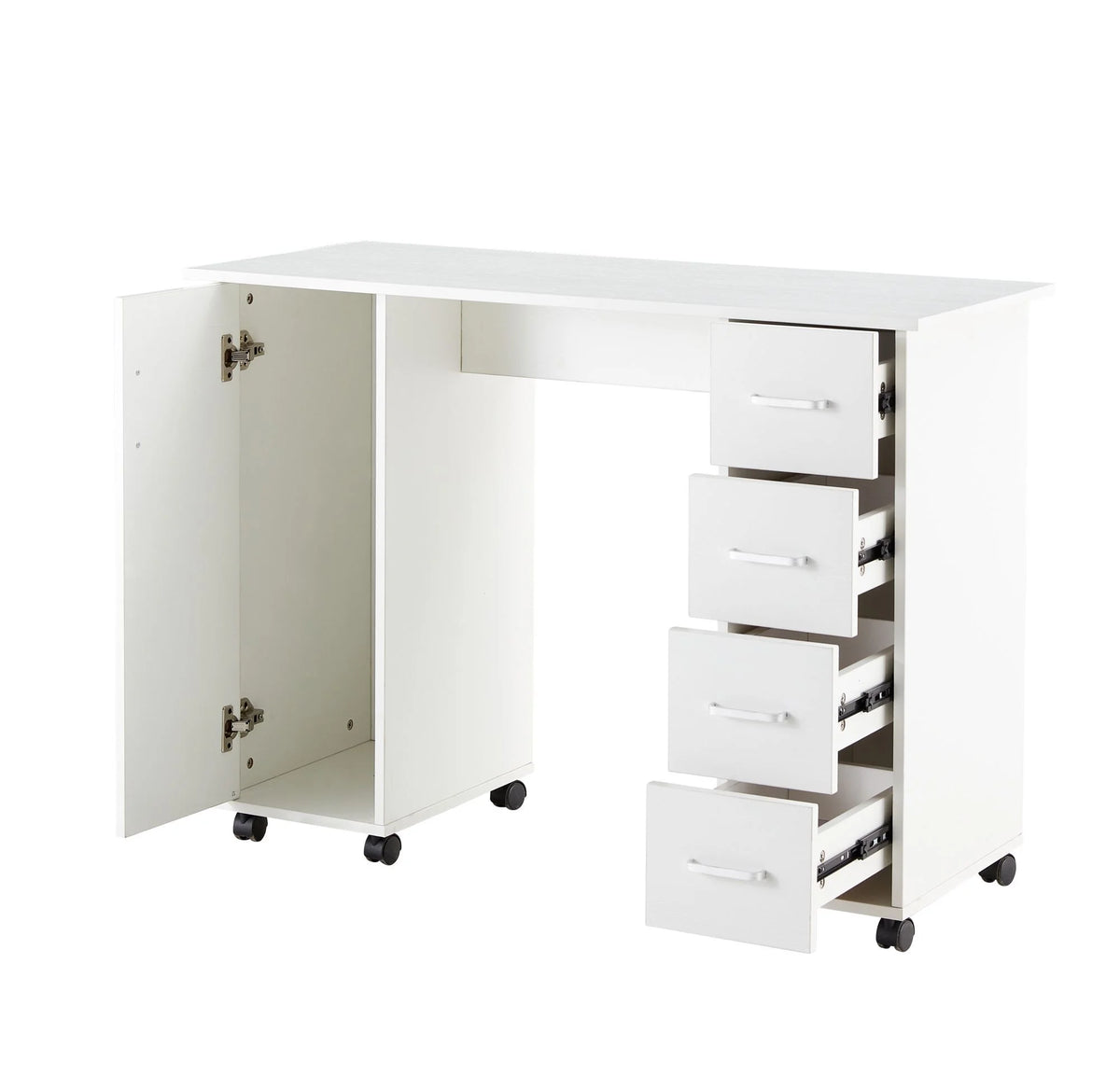 White Computer Desk with Drawers and Locker N538518