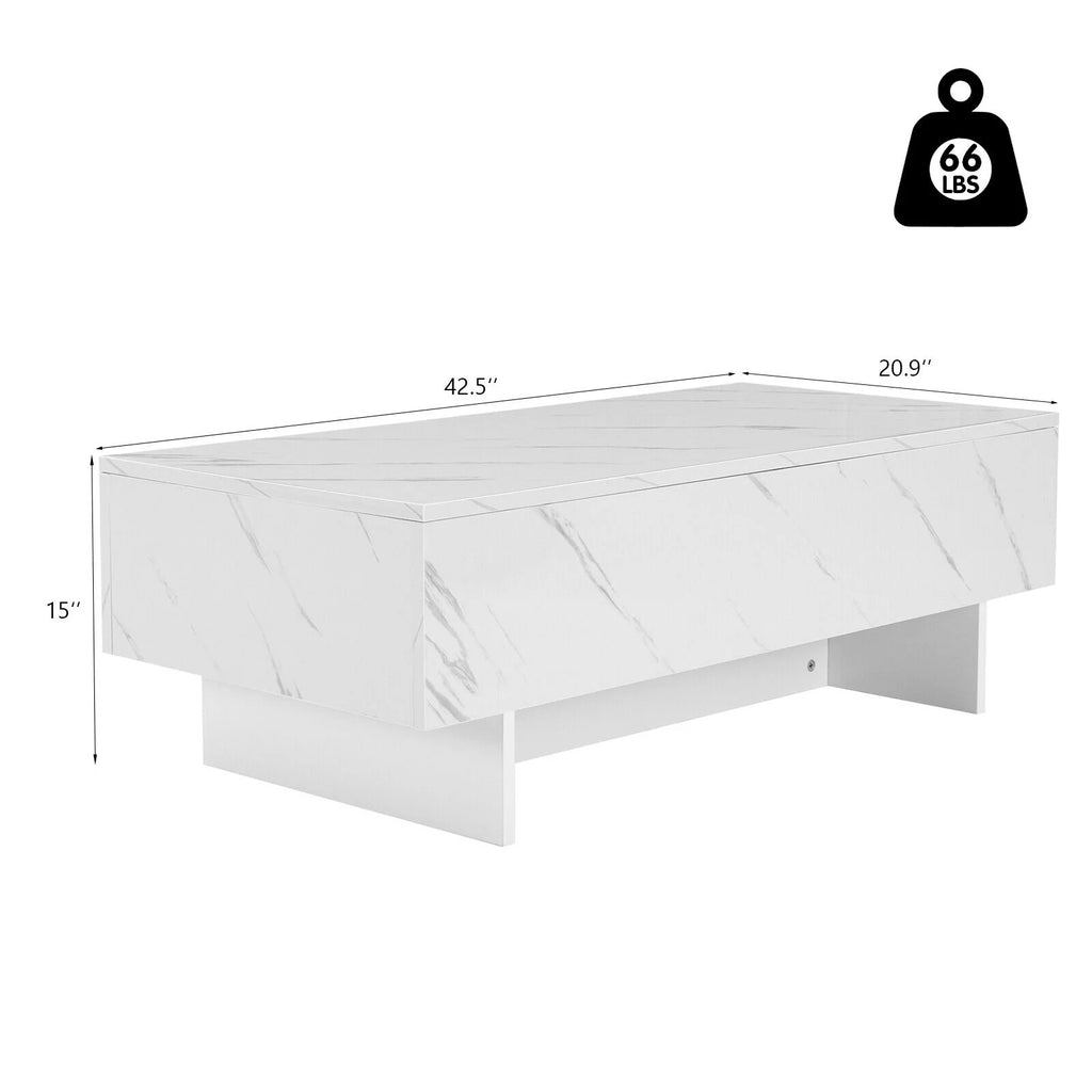 High Gloss White Marble Rectangle Coffee Table B704