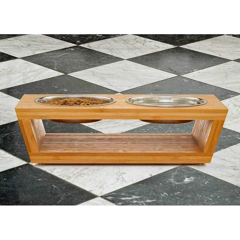 Elevated Dog Bowl Stand with 4 Stainless Steel Bowls X948