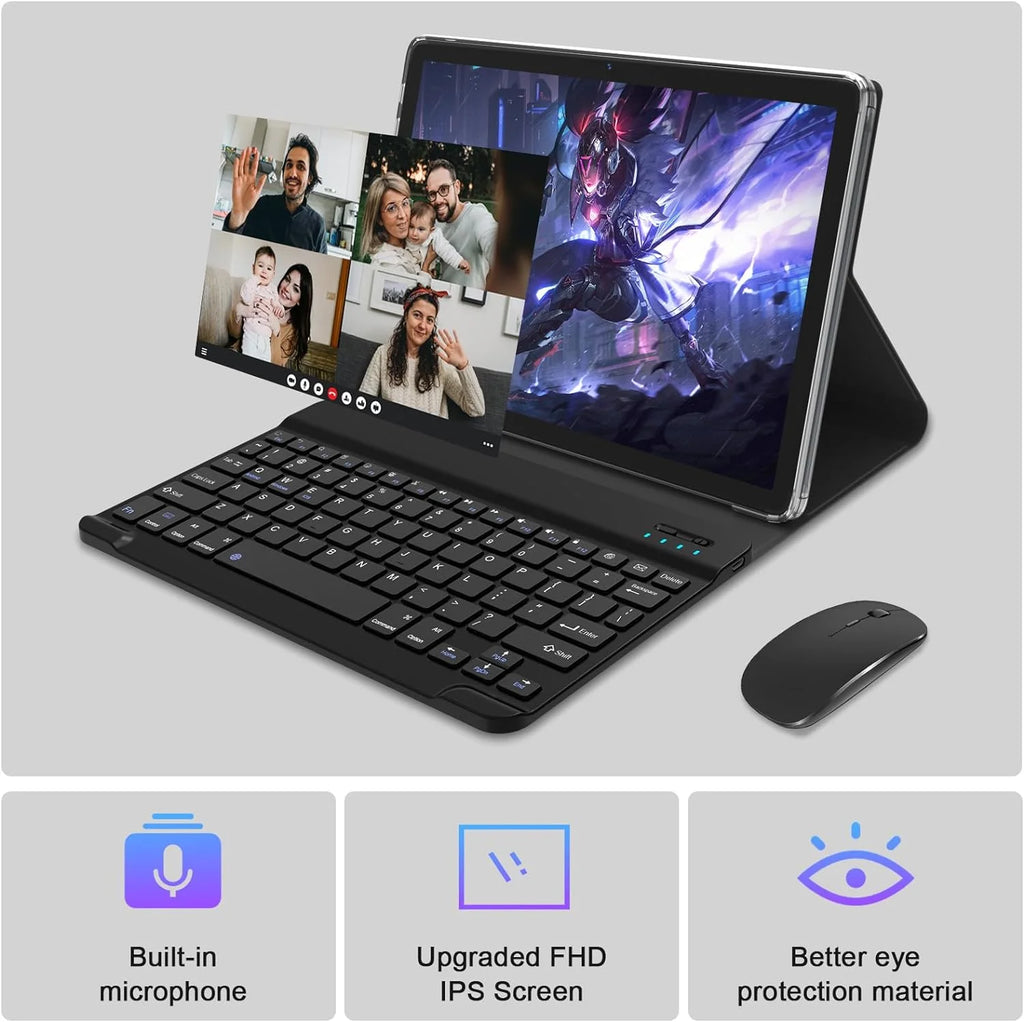 10 Inch Android Tablet with Keyboard 128GB ROM Octa-Core 2 In 1 Tablet K818