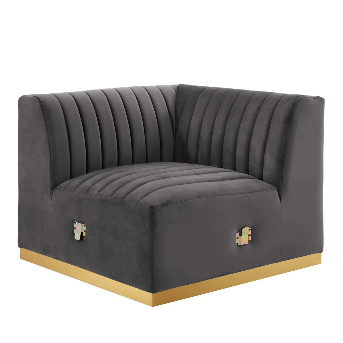 Gold Gray Performance Velvet Left Corner Chair V111