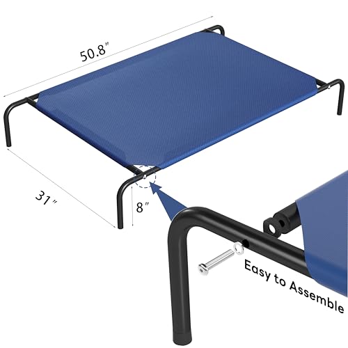 Elevated Dog Bed with Washable Breathable Mesh, Blue 50in Y41689