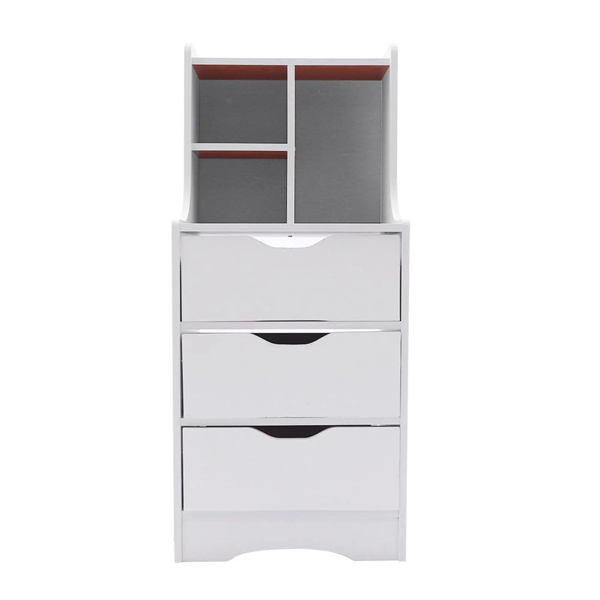 3 Drawer White Wood Nightstand F9483