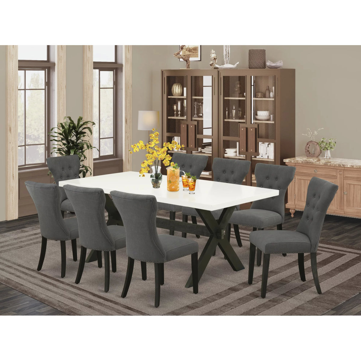 9-Piece Hardwood Dining Table Set D447159