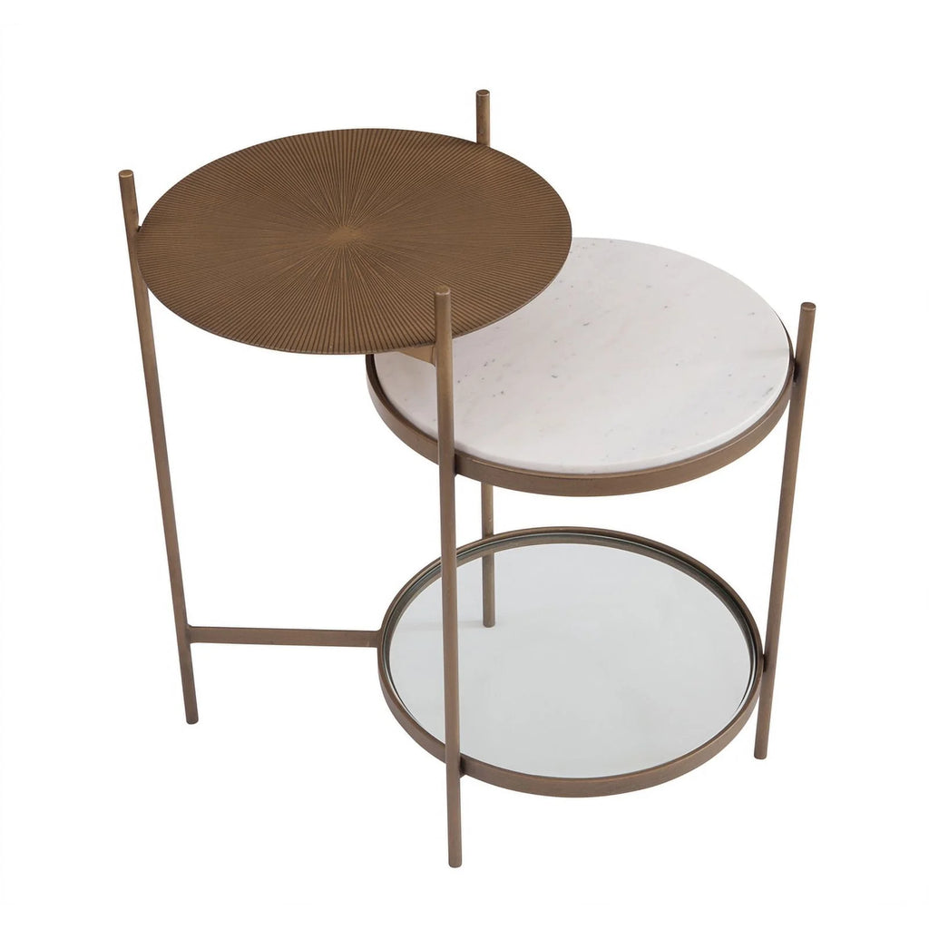 Gold Accent Table with Marble Shelf P181