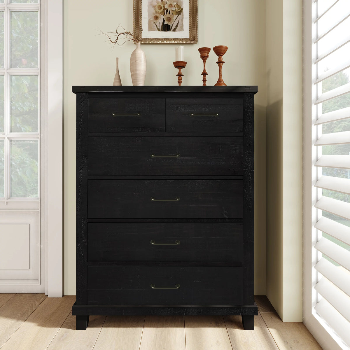 Solid Pine Wood Six-Drawer Chest K306741