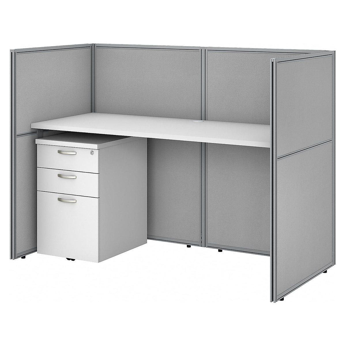 Office Cubicle Desk Set with Closed Panels in White Y5981