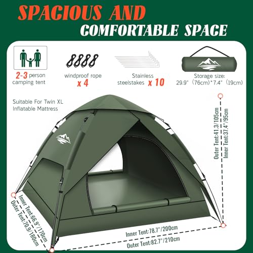 2-3 Person Waterproof Windproof Pop Up Camping Tent V334340