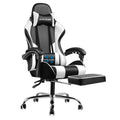 Blue Faux Leather Gaming Chair with Footrest S754