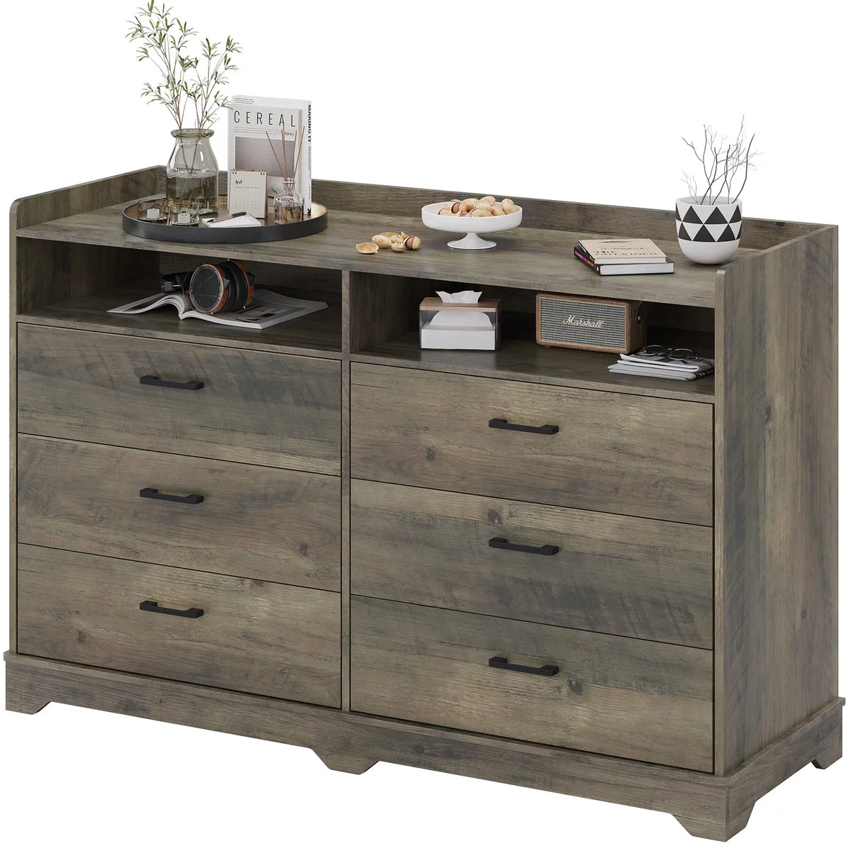 Black 6 Drawers Dresser O40136