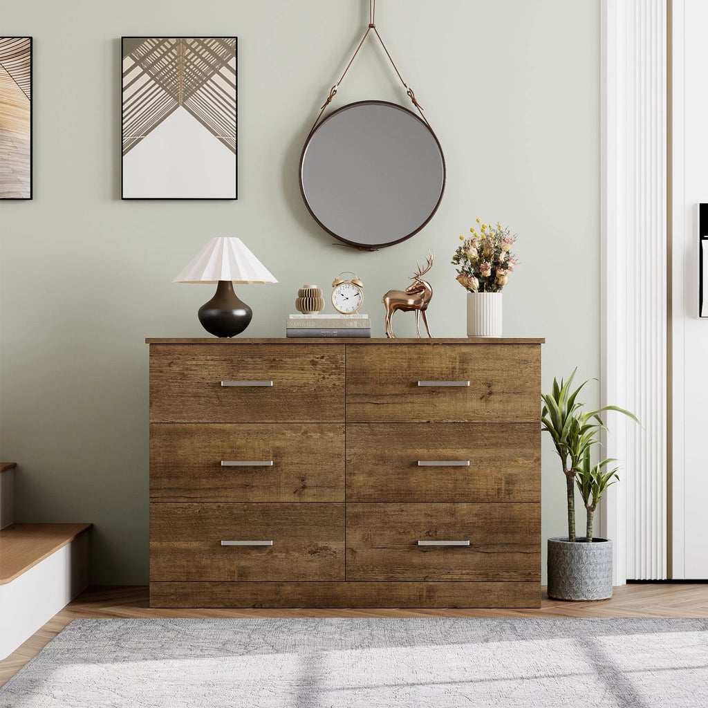 White 6 Drawer Wood Dresser I270635